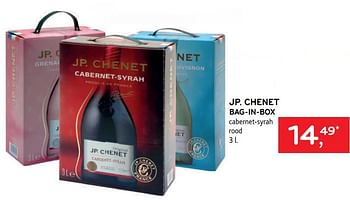 Promoties Jp. chenet bag-in-box cabernet-syrah rood - Rode wijnen - Geldig van 17/05/2023 tot 30/05/2023 bij Alvo