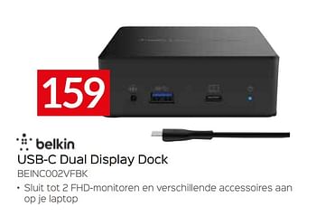 Promoties Belkin usb-c dual display dock beinc002vfbk - BELKIN - Geldig van 05/05/2023 tot 03/06/2023 bij Selexion