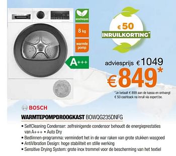 Promoties Bosch warmtepompdroogkast bowqg235dnfg - Bosch - Geldig van 05/05/2023 tot 03/06/2023 bij Expert