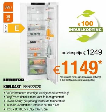 Promoties Liebherr koelkast lbre522020 - Liebherr - Geldig van 05/05/2023 tot 03/06/2023 bij Expert
