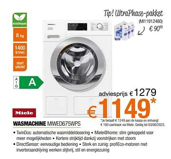 Promotions Miele wasmachine miwed675wps - Miele - Valide de 05/05/2023 à 03/06/2023 chez Expert