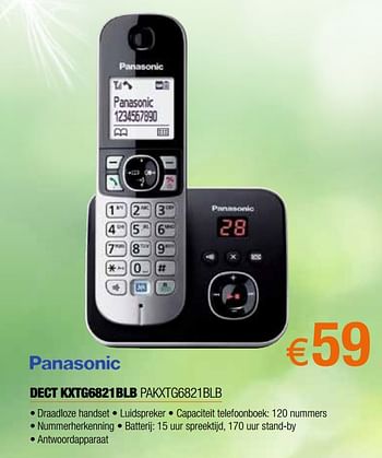 Promoties Panasonic dect kxtg6821blb pakxtg6821blb - Panasonic - Geldig van 05/05/2023 tot 03/06/2023 bij Expert