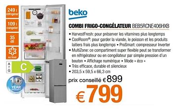Promotions Beko combi frigo-congélateur beb5rcne406hxb - Beko - Valide de 05/05/2023 à 03/06/2023 chez Expert