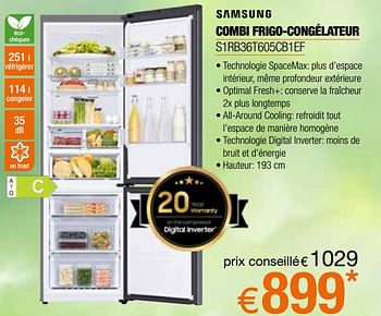 Promoties Samsung combi frigo-congélateur s1rb36t605cb1ef - Samsung - Geldig van 05/05/2023 tot 03/06/2023 bij Expert