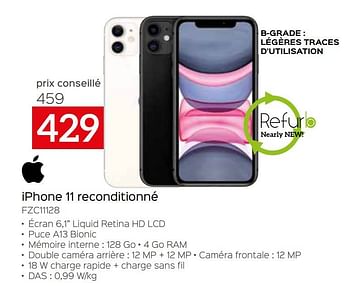 Promotions Apple iphone 11 reconditionné fzc11128 - Apple - Valide de 05/05/2023 à 03/06/2023 chez Selexion