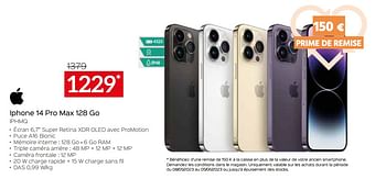 Promotions Apple iphone 14 pro max 128 go iphmq - Apple - Valide de 05/05/2023 à 03/06/2023 chez Selexion