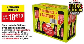 Promotions Sacs poubelle avec liens coulissants - Cora - Valide de 09/05/2023 à 21/05/2023 chez Migros