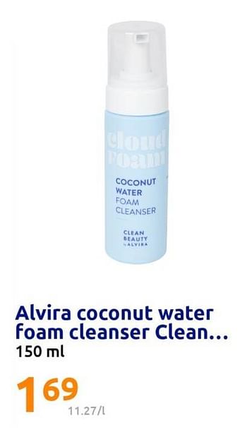 Promoties Alvira coconut water foam cleanser clean - Alvira - Geldig van 10/05/2023 tot 16/05/2023 bij Action