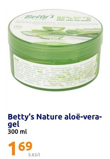 Promoties Betty`s nature aloë-vera- gel - Betty's Nature - Geldig van 10/05/2023 tot 16/05/2023 bij Action