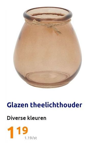 Promoties Glazen theelichthouder - Huismerk - Action - Geldig van 10/05/2023 tot 16/05/2023 bij Action