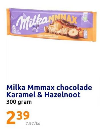 Promoties Milka mmmax chocolade karamel + hazelnoot - Milka - Geldig van 10/05/2023 tot 16/05/2023 bij Action