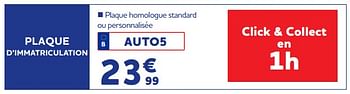 Promotions Plaque d’immatriculation - Produit maison - Auto 5  - Valide de 10/05/2023 à 20/06/2023 chez Auto 5