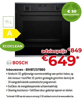 Promoties Bosch inbouwoven - bihbt237bb0 - Bosch - Geldig van 05/05/2023 tot 03/06/2023 bij Exellent