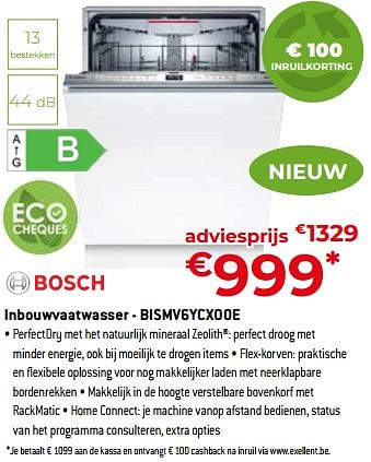 Promotions Bosch inbouwvaatwasser - bismv6ycx00e - Bosch - Valide de 05/05/2023 à 03/06/2023 chez Exellent