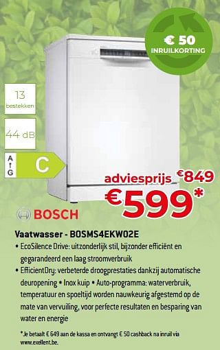 Promoties Bosch vaatwasser - bosms4ekw02e - Bosch - Geldig van 05/05/2023 tot 03/06/2023 bij Exellent
