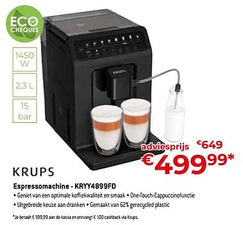 Promoties Krups espressomachine - kryy4899fd - Krups - Geldig van 05/05/2023 tot 03/06/2023 bij Exellent