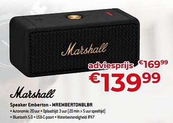 Promoties Marshall speaker emberton - mrembertonblbr - MARSHALL - Geldig van 05/05/2023 tot 03/06/2023 bij Exellent