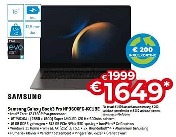 Promoties Samsung galaxy book3 pro np960xfg-kc1be - Samsung - Geldig van 05/05/2023 tot 03/06/2023 bij Exellent