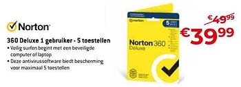 Promotions 360 deluxe 1 gebruiker - 5 toestellen - Norton - Valide de 05/05/2023 à 03/06/2023 chez Exellent
