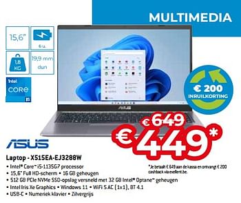 Promoties Asus laptop - x515ea-ej3288w - Asus - Geldig van 05/05/2023 tot 03/06/2023 bij Exellent