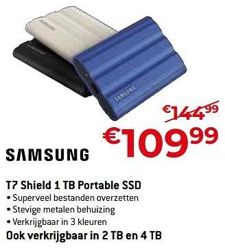 Promoties Samsung t7 shield 1 tb portable ssd - Samsung - Geldig van 05/05/2023 tot 03/06/2023 bij Exellent