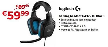 Promoties Gaming headset g432 - itlog432 - Logitech - Geldig van 05/05/2023 tot 03/06/2023 bij Exellent