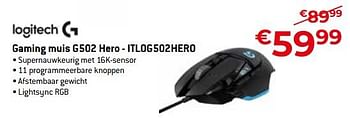 Promoties Gaming muis g502 hero - itlog502hero - Logitech - Geldig van 05/05/2023 tot 03/06/2023 bij Exellent