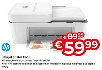 Promoties Hp deskjet printer 4120e - HP - Geldig van 05/05/2023 tot 03/06/2023 bij Exellent