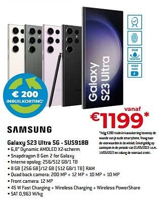 Promoties Samsung galaxy s23 ultra 5g - sus918b - Samsung - Geldig van 05/05/2023 tot 03/06/2023 bij Exellent