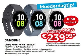 Promoties Samsung galaxy watch5 40 mm - sur900 - Samsung - Geldig van 05/05/2023 tot 03/06/2023 bij Exellent