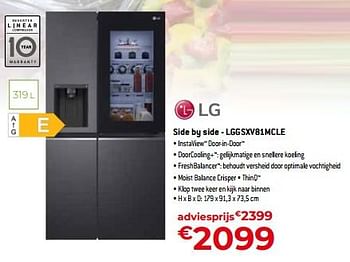 Promoties Lg side by side - lggsxv81mcle - LG - Geldig van 05/05/2023 tot 03/06/2023 bij Exellent