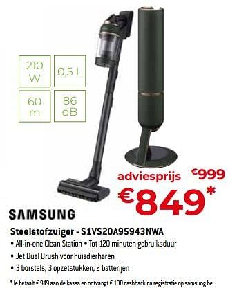 Promoties Samsung steelstofzuiger - s1vs20a95943nwa - Samsung - Geldig van 05/05/2023 tot 03/06/2023 bij Exellent