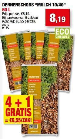 Promoties Dennenschors mulch 10-40 - Agrofino - Geldig van 10/05/2023 tot 21/05/2023 bij Hubo