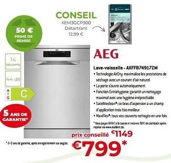 Promotions Aeg lave-vaisselle - axffb74917zm - AEG - Valide de 05/05/2023 à 03/06/2023 chez Exellent