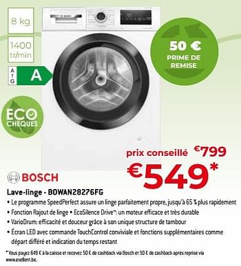 Promotions Bosch lave-linge - bowan28276fg - Bosch - Valide de 05/05/2023 à 03/06/2023 chez Exellent