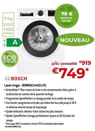 Promotions Bosch lave-linge - bowgg144zlfg - Bosch - Valide de 05/05/2023 à 03/06/2023 chez Exellent