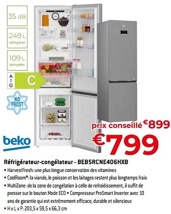 Promotions Beko réfrigérateur-congélateur - beb5rcne406hxb - Beko - Valide de 05/05/2023 à 03/06/2023 chez Exellent