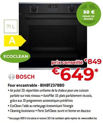 Promotions Bosch four encastrable - bihbt237bb0 - Bosch - Valide de 05/05/2023 à 03/06/2023 chez Exellent