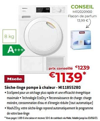 Promotions Miele sèche-linge pompe à chaleur - mi11855280 - Miele - Valide de 05/05/2023 à 03/06/2023 chez Exellent