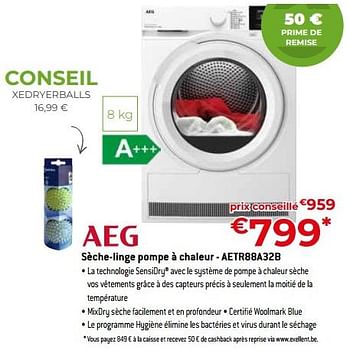 Promotions Aeg sèche-linge pompe à chaleur - aetr88a32b - AEG - Valide de 05/05/2023 à 03/06/2023 chez Exellent