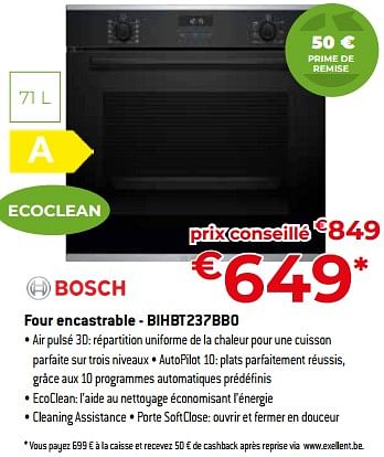 Promotions Bosch four encastrable - bihbt237bb0 - Bosch - Valide de 05/05/2023 à 03/06/2023 chez Exellent