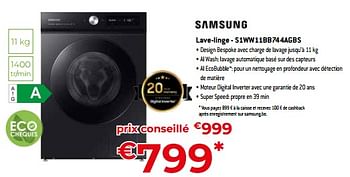 Promoties Samsung lave-linge - s1ww11bb744agbs - Samsung - Geldig van 05/05/2023 tot 03/06/2023 bij Exellent