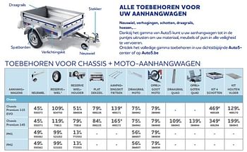 Promoties Toebehoren voor chassis + moto-aanhangwagen - Huismerk - Auto 5  - Geldig van 11/05/2023 tot 31/03/2024 bij Auto 5
