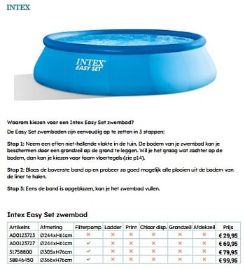 Promoties Intex easy set zwembad - Intex - Geldig van 10/05/2023 tot 31/08/2023 bij De Kinderplaneet