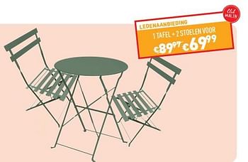 Promoties 1 tafel + 2 stoelen - Huismerk - Trafic  - Geldig van 17/05/2023 tot 29/05/2023 bij Trafic