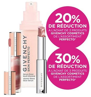 Promotions 20% de réduction à l’achat de 2 produits givenchy cosmetics 30% de réduction à l’achat de 3 produits givenchy cosmetics - Givenchy - Valide de 15/05/2023 à 28/05/2023 chez ICI PARIS XL