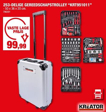 Promotions 253-delige gereedschapstrolley krt951011 - Kreator - Valide de 17/05/2023 à 28/05/2023 chez Hubo