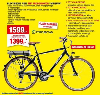 Promoties Elektrische fiets met middenmotor minerva - Minerva - Geldig van 17/05/2023 tot 28/05/2023 bij Hubo