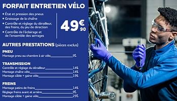 Promoties Forfait entretien vélo - Huismerk - Auto 5  - Geldig van 11/05/2023 tot 31/03/2024 bij Auto 5