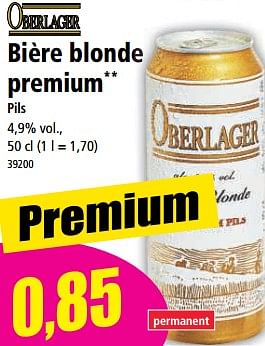 Promotions Bière blonde premium pils - Oberlager - Valide de 17/05/2023 à 23/05/2023 chez Norma